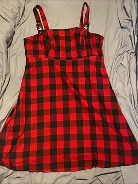 Hot Topic Red and Black Plaid Strappy Dress